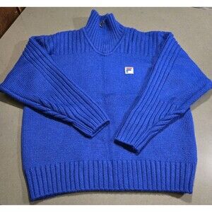 Fila Ski Vintage Men's Blue Quarter Zip Sweater Size L Heavyweight
